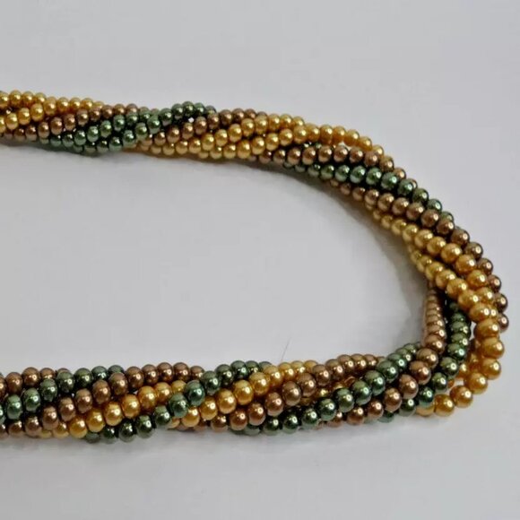 Bead Necklace 20" NWT Plus Earrings SET Twisted Choker 4 Colors 6 Strands - Picture 6 of 6